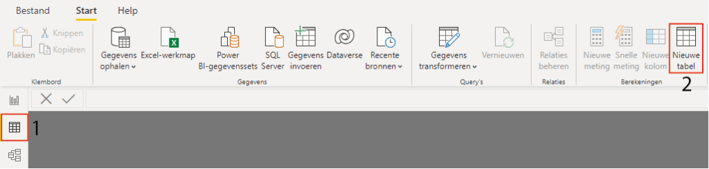 Nieuwe tabel toevoegen in Power BI