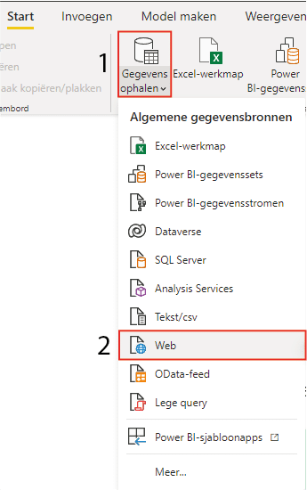 Gegevens ophalen via Web in Power BI