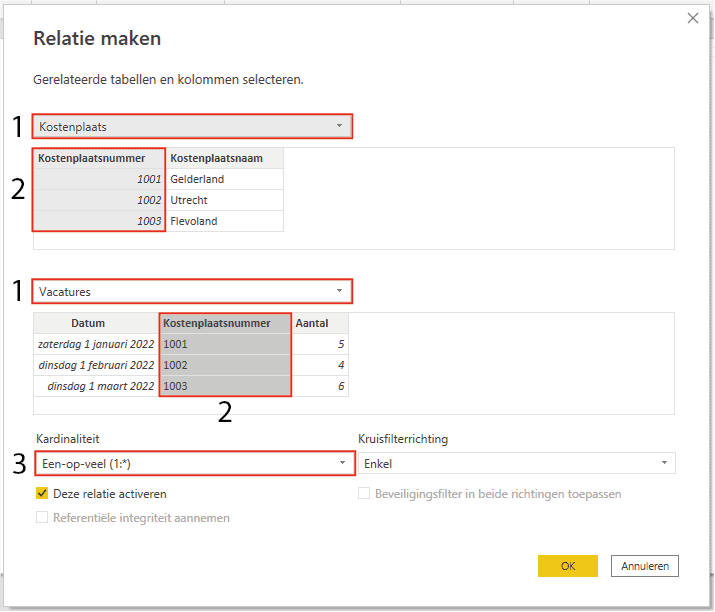 Relatie maken in Power BI